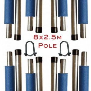 2.5m Trampoline Enclosure Pole (28mm wide, Set of 8)
