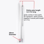 Extra Wide (38mm) Trampoline Enclosure Pole 2.7m